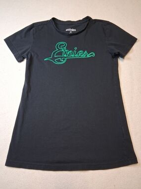 4/20$ Etnies Black T-Shirt with Green Script Logo